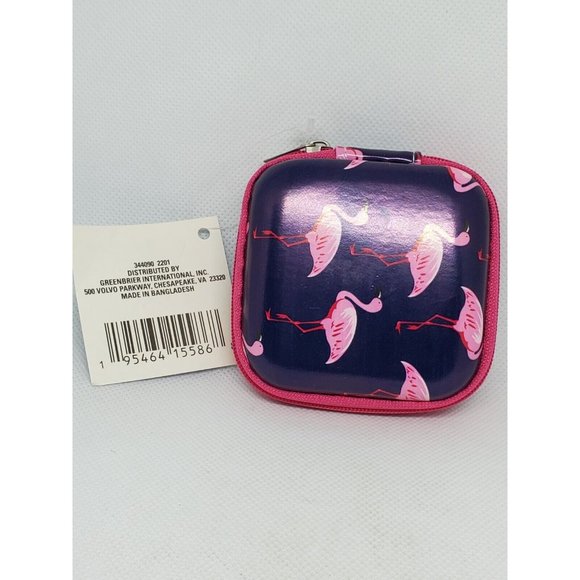 Blue Pink Pelican Graphics Zipper Inside Pouch Tech Earphone Earbuds Case - Picture 3 of 11